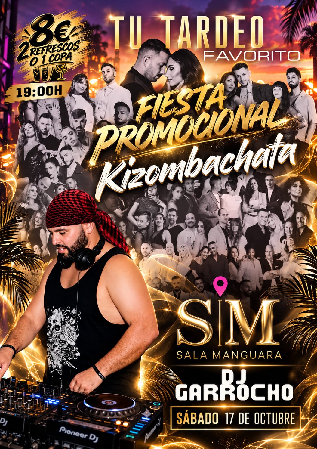 Cartel de Fiesta Promocional Kizombachata con DJ Garrocho